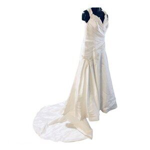 Ivory Wedding Dress Small 4-6 Corset Sleeveless Beaded A-Line Train